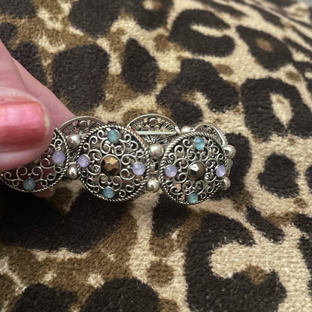 Vintage-Inspired Multicolor Filigree Disk Bracelet - Women Jewelry - Picture 2 of 4